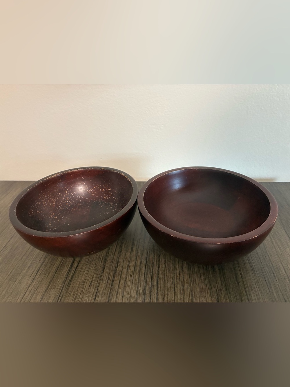 Food safe Hand-Carved Wooden Serving Bowls - Deep Mahogany